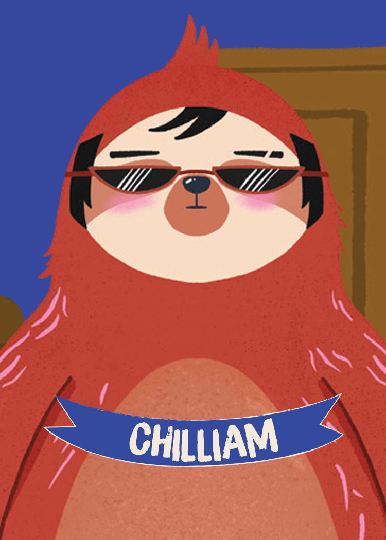 Chilliam, a sloth character card from Get Up