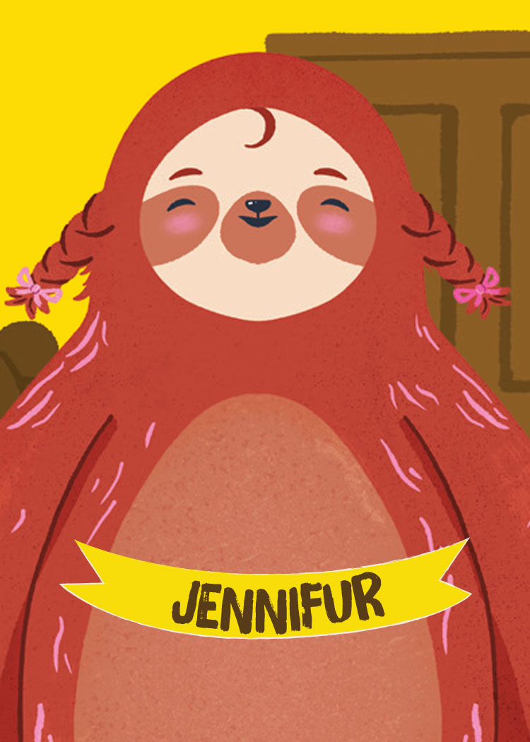 Jennifur, a sloth character card from Get Up